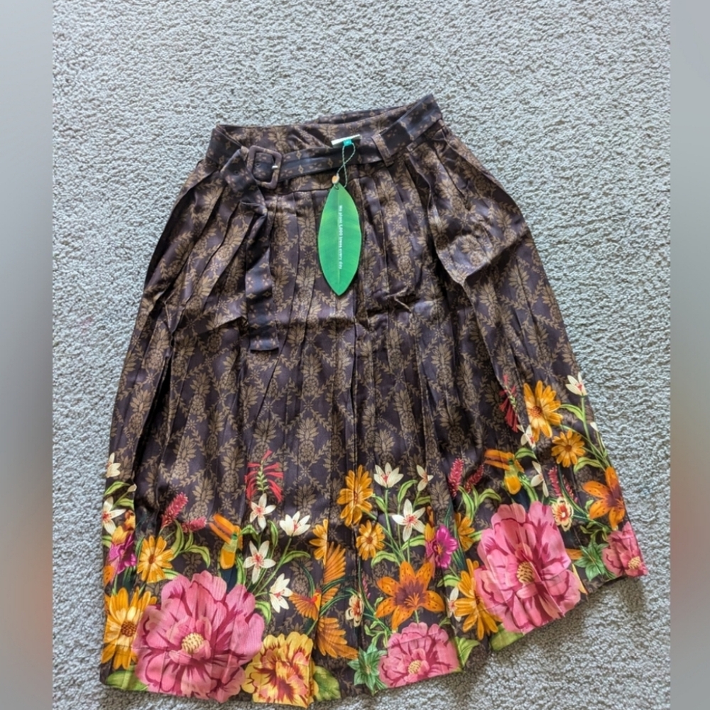 Farm rio- brown charming garden midi skirt